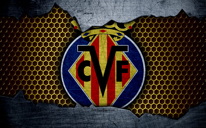 Villarreal FC La Liga, football, emblem, logo, Villarreal, Spain, football club, metal texture, grunge, HD wallpaper