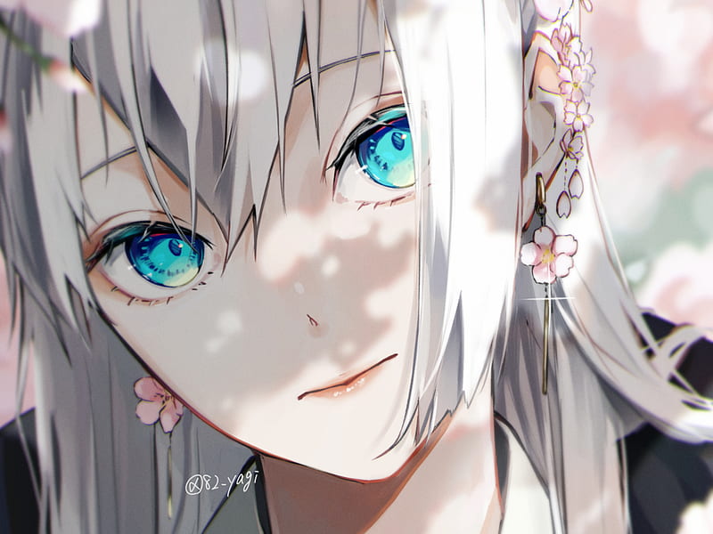 Chica anime, ojos azules, pelo blanco, Fondo de pantalla HD | Peakpx