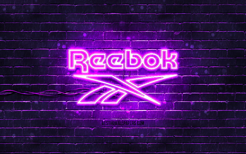 Reebok violet logo violet brickwall, Reebok logo, fashion brands, Reebok neon logo, Reebok, HD wallpaper