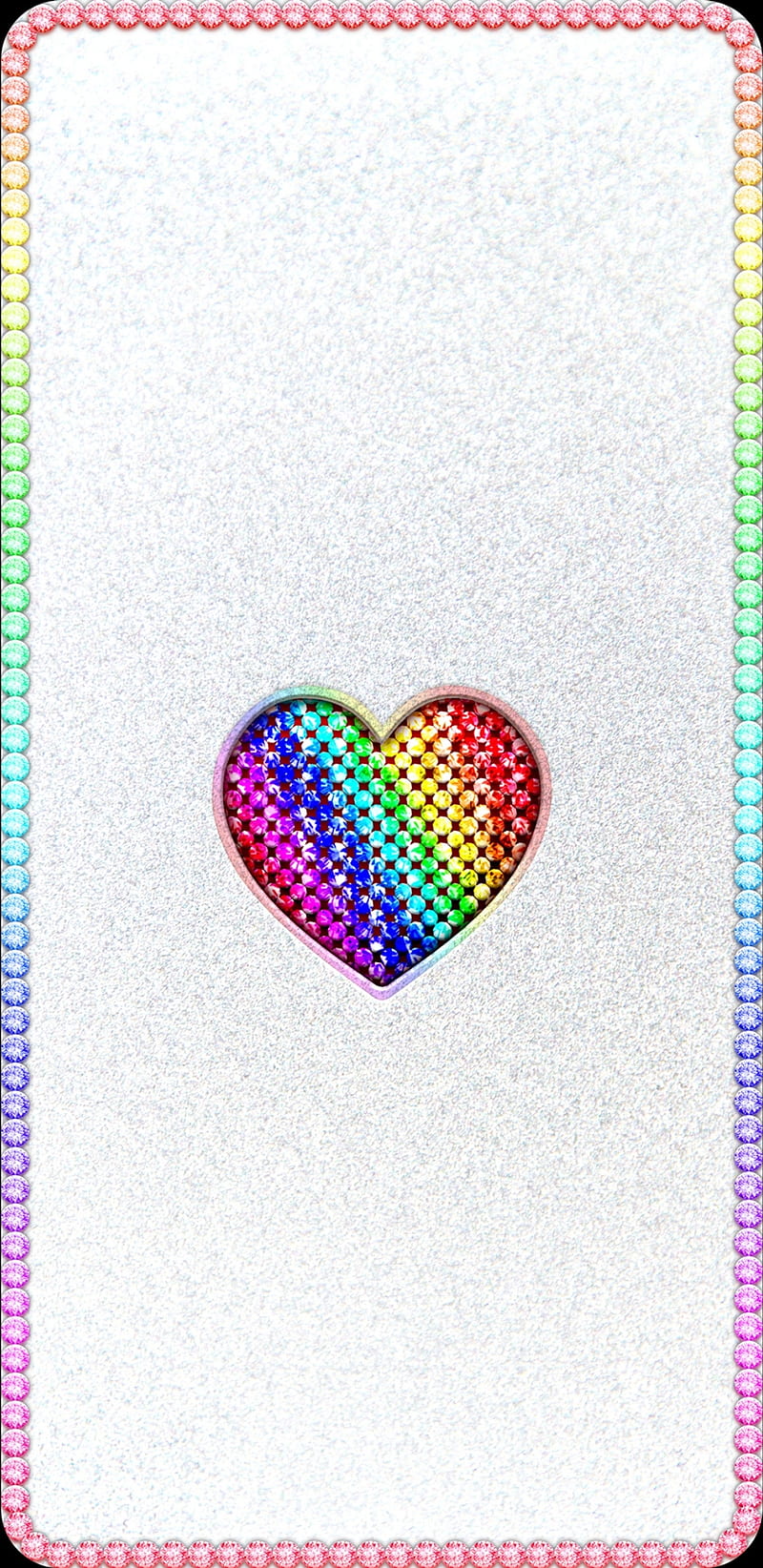 Jewel Heart, girly, glitter, heart, heart , jewel, pretty, rainbow, HD phone wallpaper