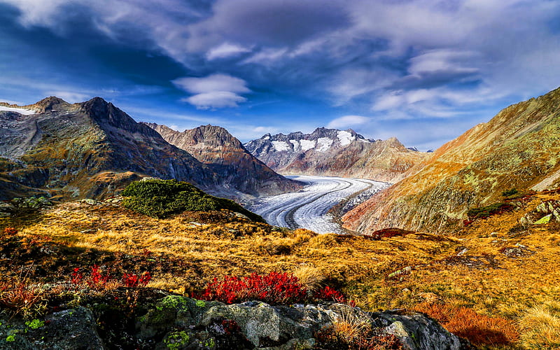 Aletsch Glacier swiss nature, mountains, Alps, Switzerland, Europe, beautiful nature, HD wallpaper