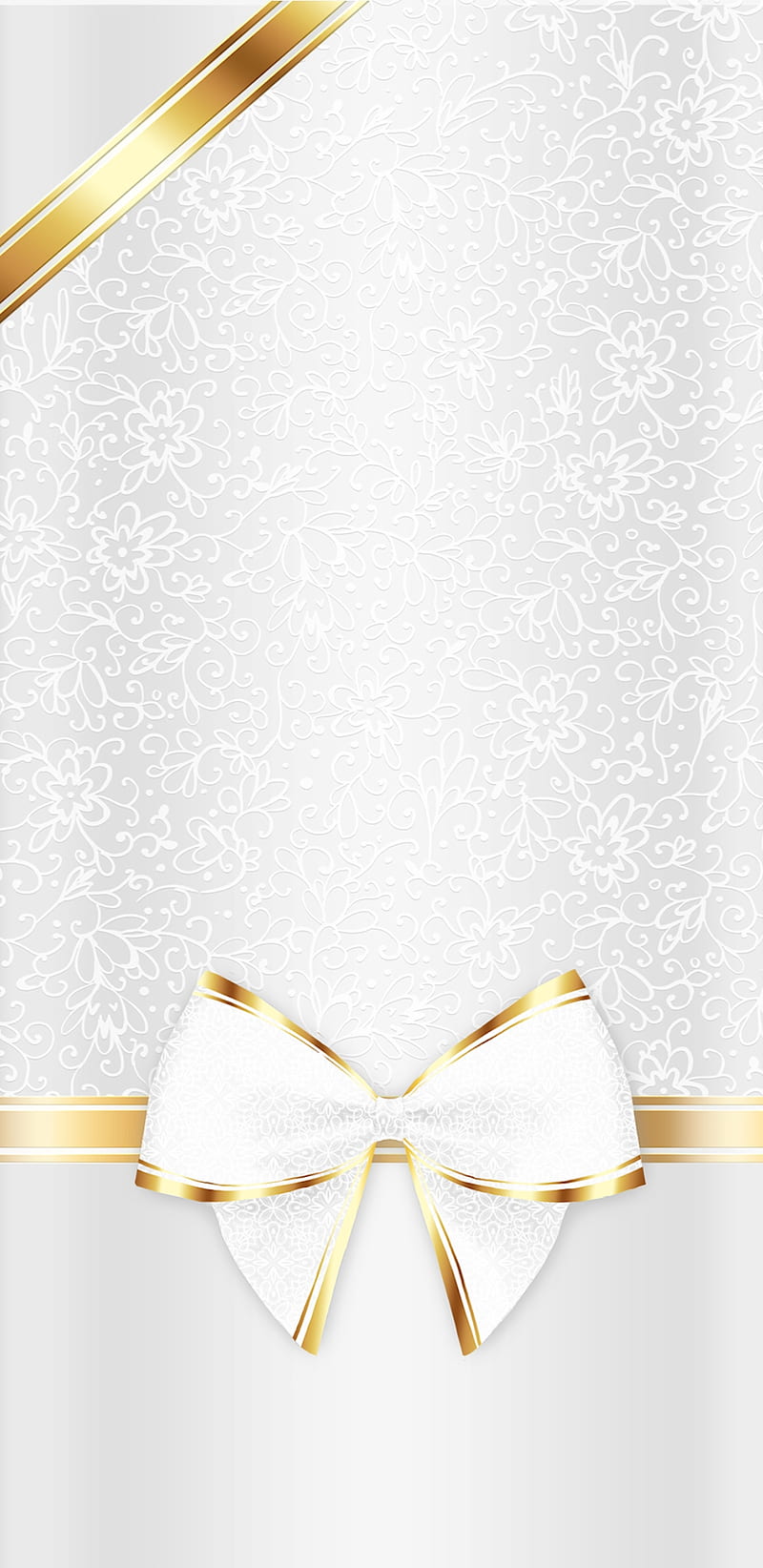 Beautiful Bow, gold, golden, lace, white, HD phone wallpaper