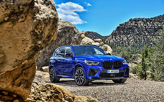 BMW X5M offroad, F85, 2019 cars, SUVs, blue x5, 2019 BMW X5M, german cars, BMW, HD wallpaper