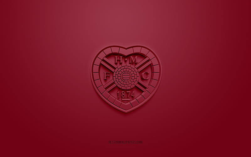 Heart of Midlothian FC, Scottish football club, Scottish Premiership, burgundy logo, burgundy carbon fiber background, football, Edinburgh, Scotland, Heart of Midlothian FC logo, HD wallpaper