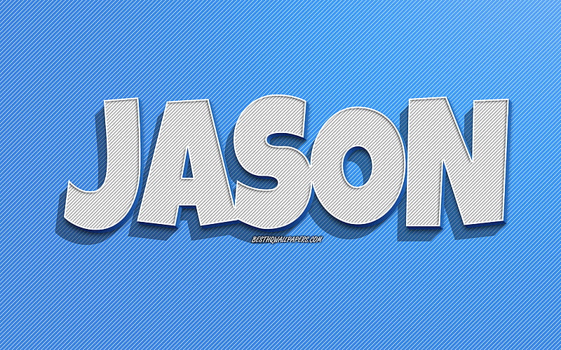 Jason, blue lines background, with names, Jason name, male names, Jason greeting card, line art, with Jason name, HD wallpaper