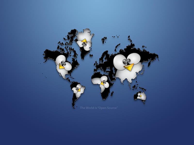 Linux World-Open Source, world, linux, computers, penguins, HD wallpaper