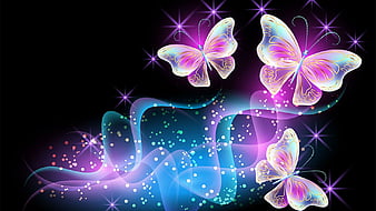 Pink Butterflies In Glittering Background Pink Butterfly, HD wallpaper