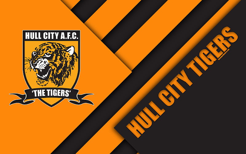 Hull City Tigers FC, logo orange black abstraction, material design, English football club, Kingston upon Hull, England, UK, football, EFL Championship, HD wallpaper