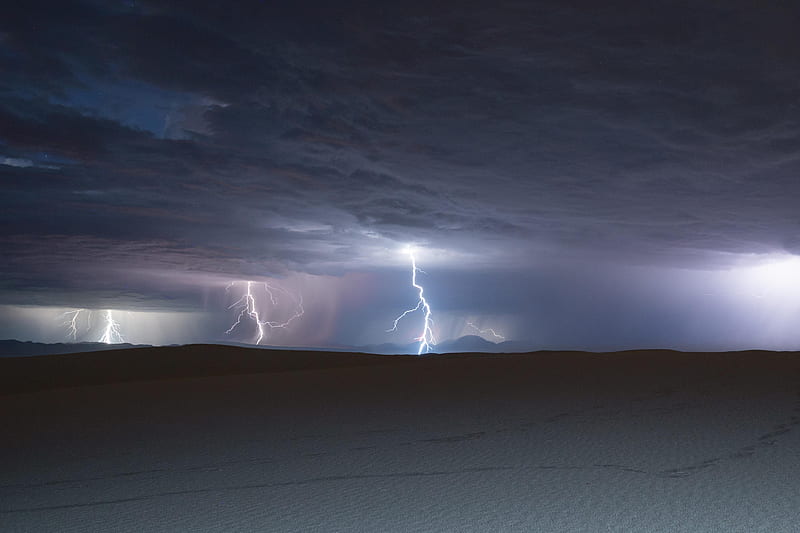 Lightning Over White Sands National Monument, lightning, nature, sky, HD wallpaper