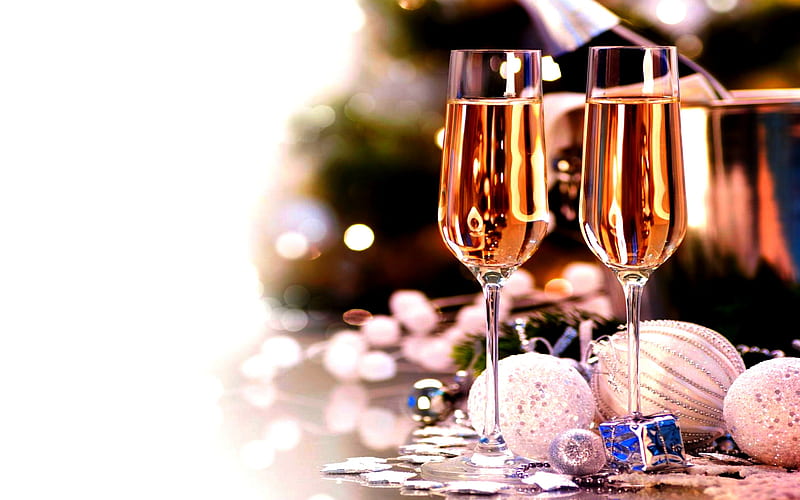HAPPY HOLIDAYS, ball, christmas, wine, glasses, toy, new year, HD wallpaper