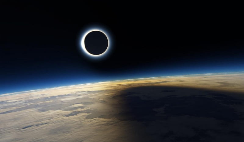 Solar eclipse from space, eclips, moon, sun, earth, NASA, HD wallpaper