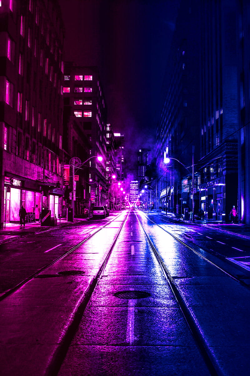 Cyberpunk, blue, cyberpunk, effect, light, lights, magenta, night, purple,  street, HD phone wallpaper | Peakpx