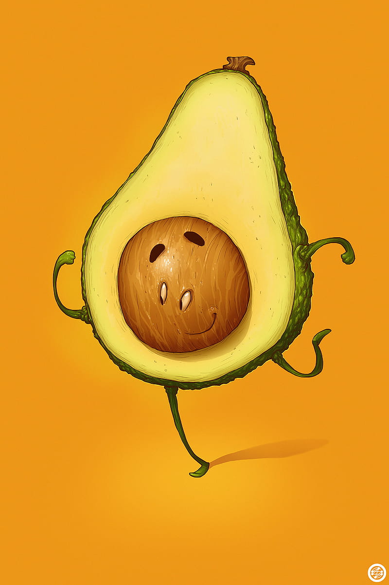 avocado, smile, smiley, funny, art, HD phone wallpaper