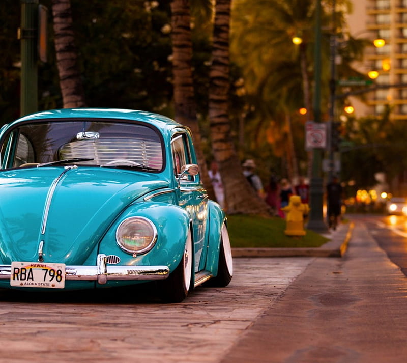 Beetle, car, cute, Volkswagen, parking street, HD wallpaper