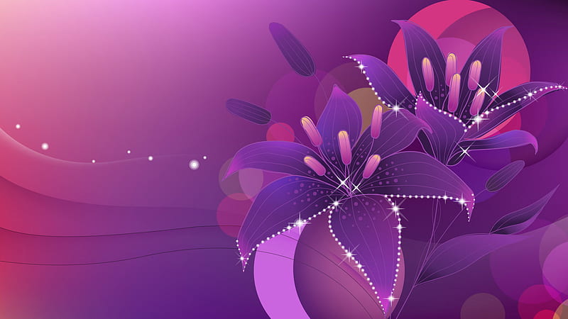 Lights Purple Flowers Abstract, HD wallpaper