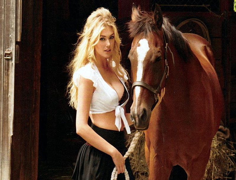 cowgirl, beauty, horse, actress, HD wallpaper
