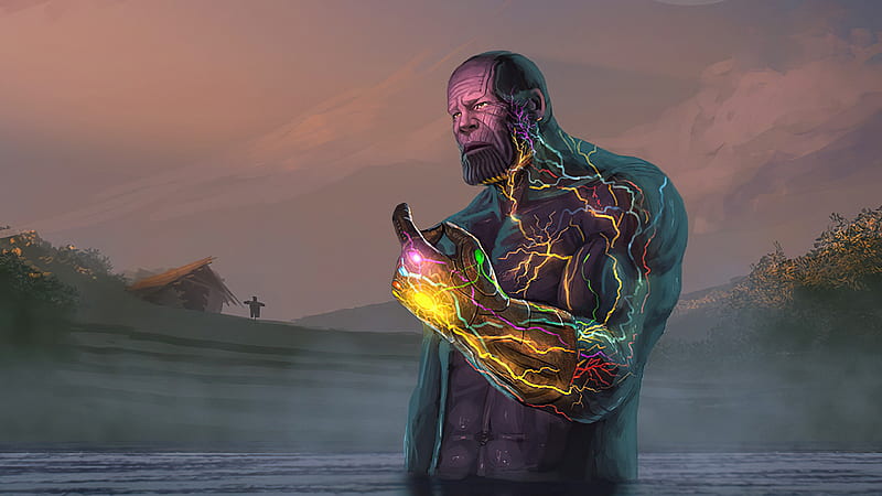Thanos Infinity Stone , thanos, supervillain, superheroes, artist, artwork, digital-art, HD wallpaper