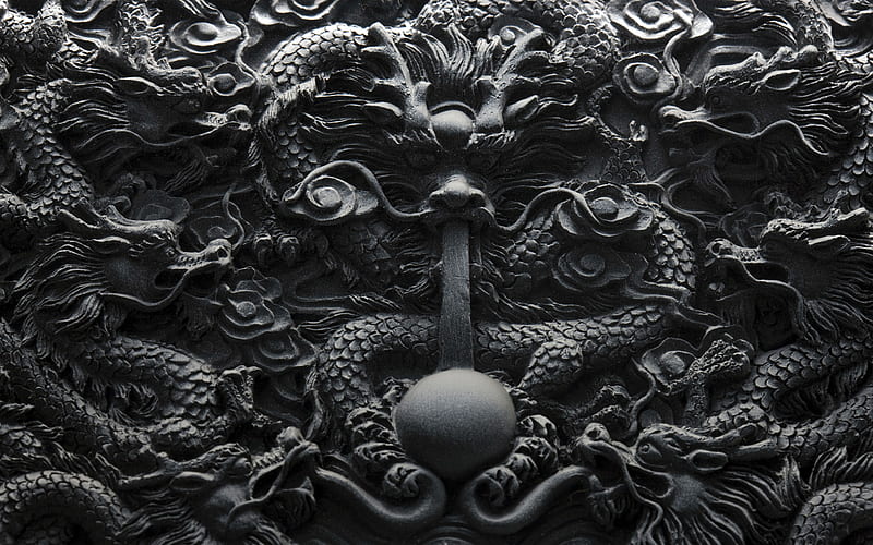 Black Dragon, Black and Gray Dragon, HD wallpaper