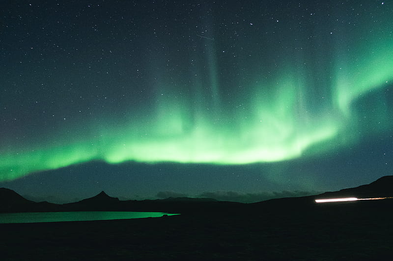 northern lights, aurora, green, night, landscape, HD wallpaper