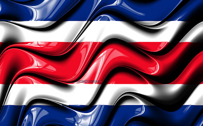 Costa Rican flag North America, national symbols, Flag of Costa Rica, 3D art, Costa Rica, North American countries, Costa Rica 3D flag, HD wallpaper