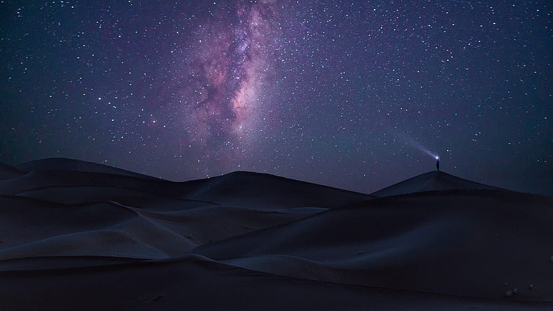 Desert Night, Desert Galaxy, HD wallpaper