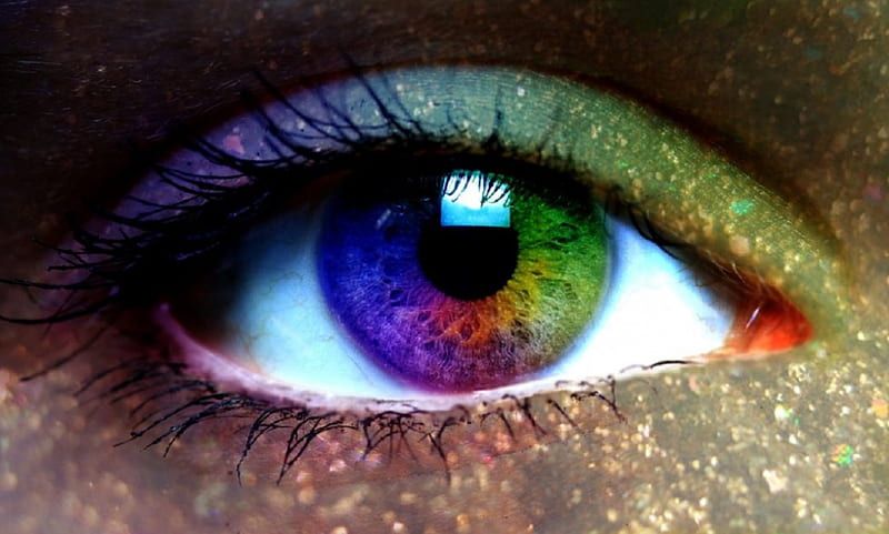 Rainbow Eye, Rainbow, Make Up, Glitter, Eye, HD wallpaper