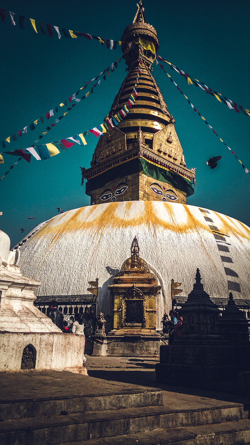 Swayambhu Nath, buddha, kathmandu, nepal, peace, relaxing, temple, HD phone wallpaper