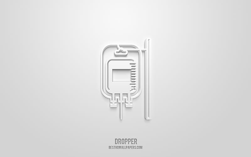 Dropper 3d icon, white background, 3d symbols, Dropper, Medicine icons, 3d icons, Dropper sign, Medicine 3d icons, HD wallpaper