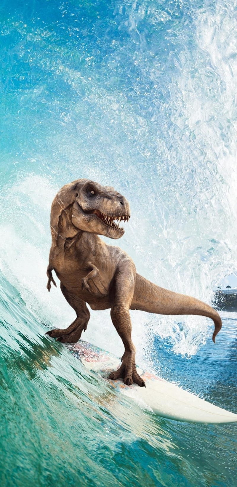 Surfing T-Rex, funny, reptile, trex, watter, HD phone wallpaper | Peakpx