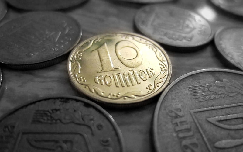 money, hryvnia, 10 cents, macro, coins, ukrainian money, HD wallpaper