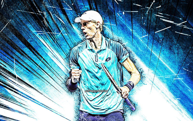 Kevin Anderson, ATP, grunge art, South African tennis players, blue abstract rays, tennis, Anderson, fan art, Kevin Anderson, HD wallpaper