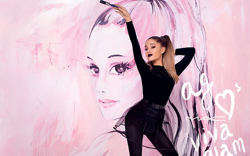 Ariana Grande superstars, makeup, beauty, american singer, HD wallpaper
