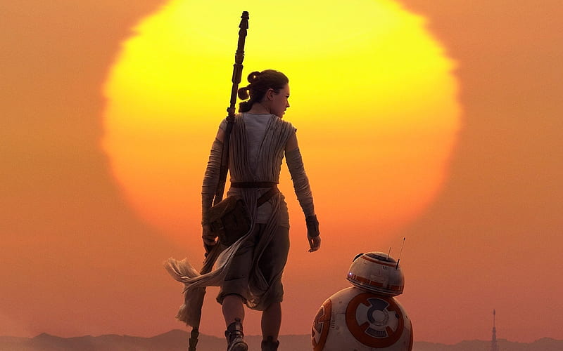 Rey BB8 Star Wars, bb-8, movies, star-wars, HD wallpaper