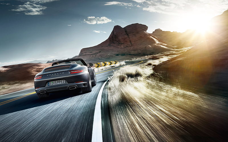 Porsche 911 Carrera, 2017 cars, movement, road, supercars, gray Porsche, HD wallpaper