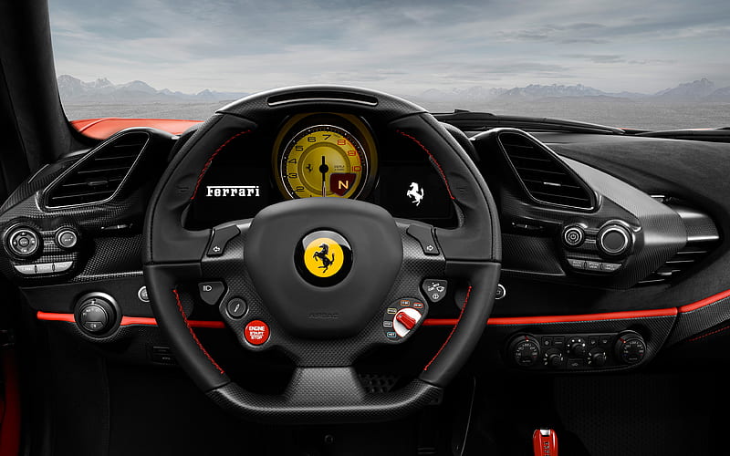 Ferrari 488 Pista dashboard, tachometer, 2018 cars, hypercars, Ferrari, HD wallpaper