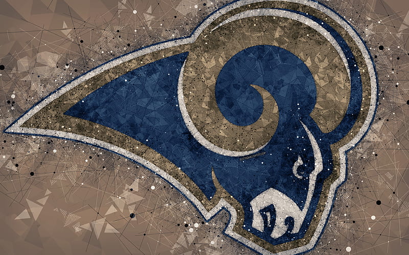 Los Angeles Rams logo, geometric art, american football club, creative art, brown abstract background, NFL, Los Angeles, California, USA, National Football Conference, National Football League, HD wallpaper