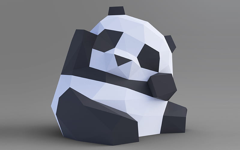 polygon panda, background with panda, polygon animals, panda, creative pandas, cute panda, HD wallpaper