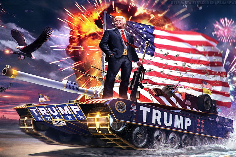 Donald Trump, art, tank, painting, president, man, pictura, HD wallpaper