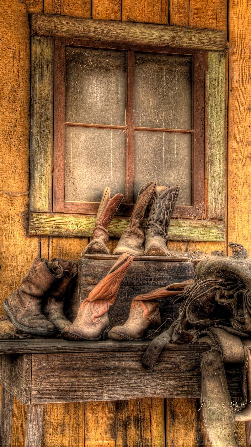 BSI Old Boots, beautifullyscene, country, cowboy, rural, rustic, saddle, western, HD phone wallpaper