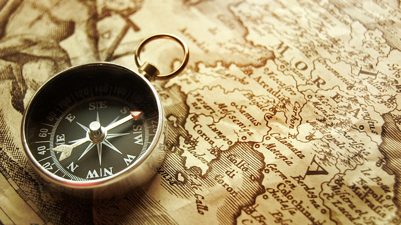 What is Your Destiny?, abstract, compass, old, map, HD wallpaper