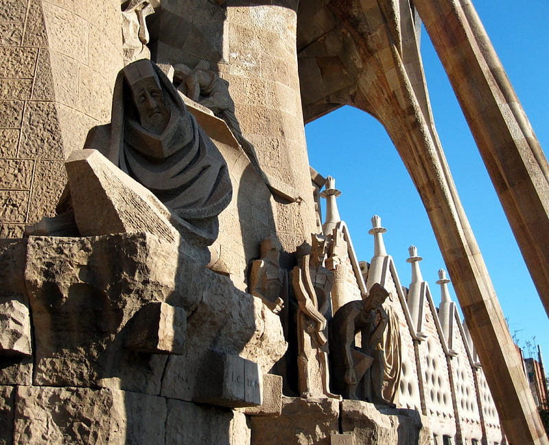 Sagrada Familia, architecture, graphy, church, abstract, HD wallpaper