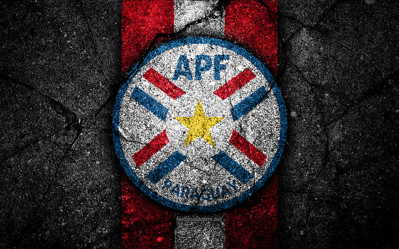 Paraguayan football team emblem, grunge, North America, asphalt texture, soccer, Paraguay, logo, South American national teams, black stone, Paraguay national football team, HD wallpaper