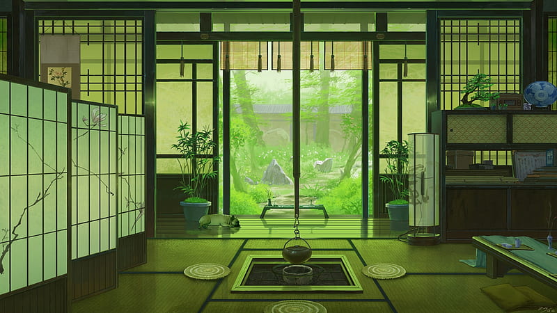 Japanese room, anime, japan, green, window, interior, manga, room, HD  wallpaper | Peakpx