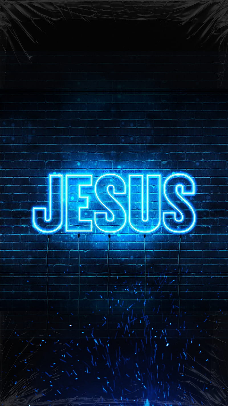 JESUS AZUL , love, blue, deus, deus e maior, gospel, ibtd, ibtdlindu, jesus, jesus letreiro, neon, HD phone wallpaper