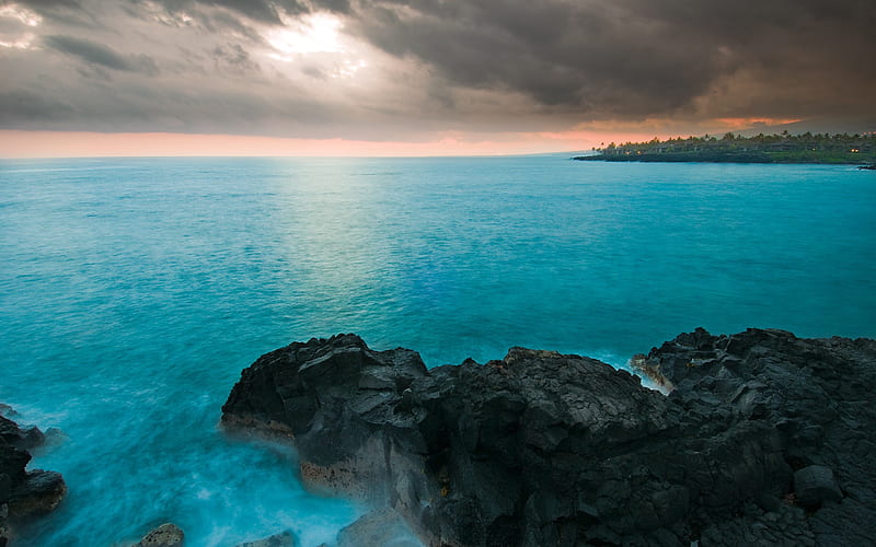 Calm sea-Hawaiian Islands landscape, HD wallpaper
