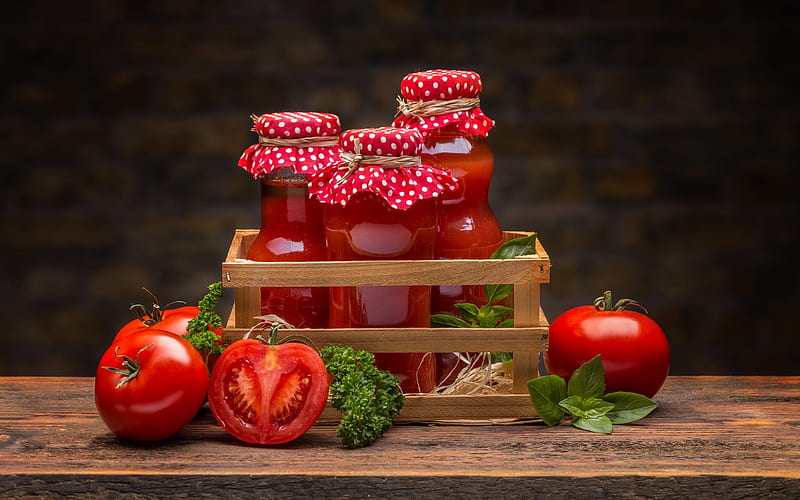 Tomato Juice, crate, tomatoes, juice, wooden, red, HD wallpaper