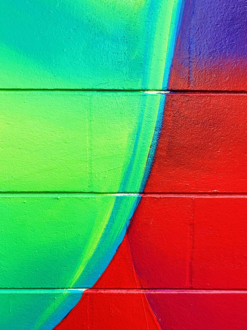 wall, paint, shades, lines, green, red, blue, HD phone wallpaper