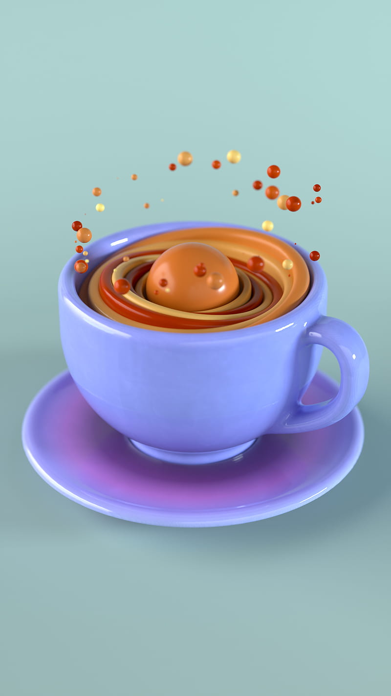 Caffeine Cup 1, 3d, Perry, abstract, artart, black, bright, cgi, coffee, colorful, colourful, cute, heart, isometric, love, plastic, random, red, render, romance, saucer, tea, yellow, HD phone wallpaper