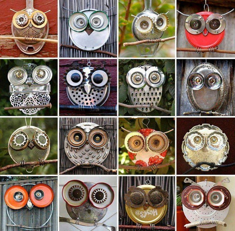 junk to owls, Facebook, junk, recycled, fun, owls, HD wallpaper