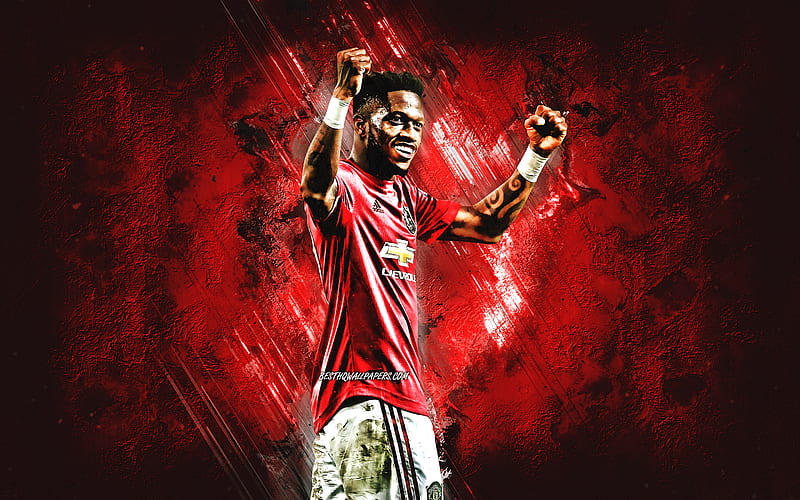 Fred, Manchester United FC, Brazilian soccer player, midfielder, red stone background, Premier League, football, Frederico Rodrigues de Paula Santos, HD wallpaper